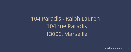 104 Paradis - Ralph Lauren