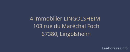 4 Immobilier LINGOLSHEIM