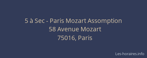 5 à Sec - Paris Mozart Assomption