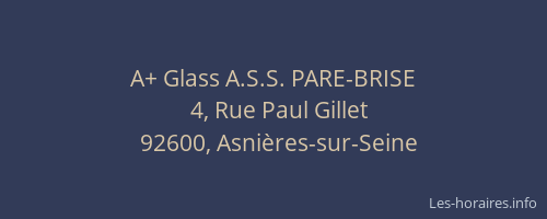A+ Glass A.S.S. PARE-BRISE