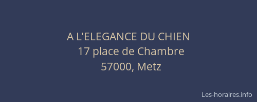 A L'ELEGANCE DU CHIEN