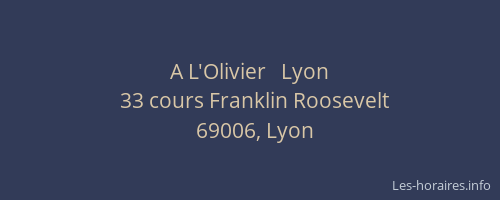 A L'Olivier   Lyon