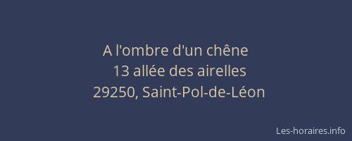 A l'ombre d'un ch&ecirc;ne