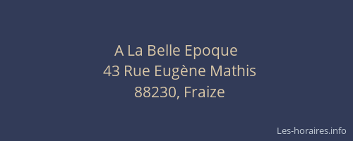 A La Belle Epoque