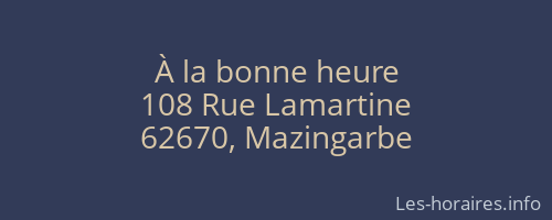À la bonne heure