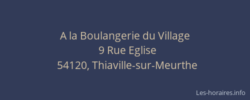 A la Boulangerie du Village