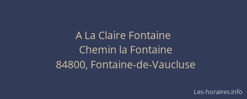 A La Claire Fontaine