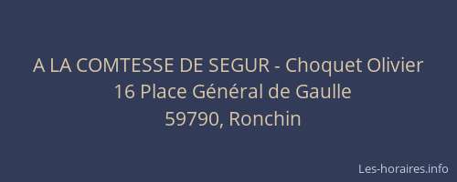 A LA COMTESSE DE SEGUR - Choquet Olivier