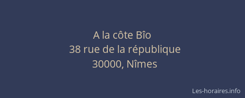 A la côte Bîo