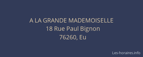 A LA GRANDE MADEMOISELLE