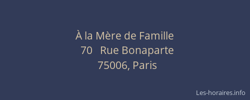 À la Mère de Famille