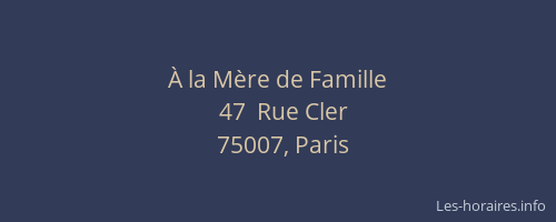 À la Mère de Famille