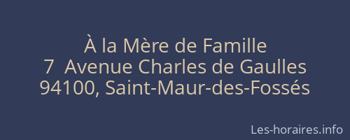 À la Mère de Famille