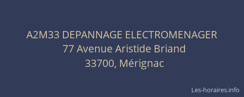 A2M33 DEPANNAGE ELECTROMENAGER