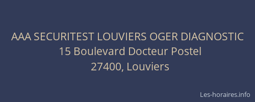 AAA SECURITEST LOUVIERS OGER DIAGNOSTIC