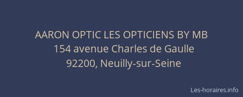 AARON OPTIC LES OPTICIENS BY MB