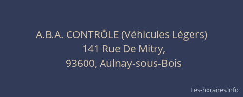 A.B.A. CONTRÔLE (Véhicules Légers)