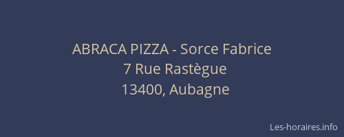 ABRACA PIZZA - Sorce Fabrice