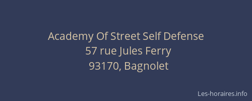Academy Of Street Self Defense