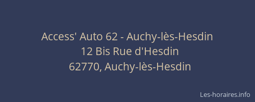 Access' Auto 62 - Auchy-lès-Hesdin