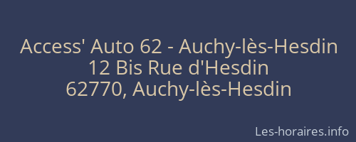 Access' Auto 62 - Auchy-lès-Hesdin