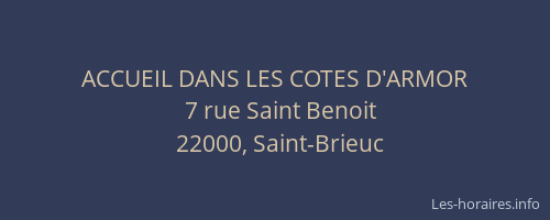 ACCUEIL DANS LES COTES D'ARMOR