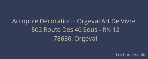 Acropole Décoration - Orgeval Art De Vivre