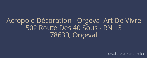 Acropole Décoration - Orgeval Art De Vivre