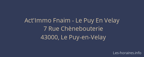 Act'Immo Fnaim - Le Puy En Velay
