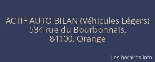 ACTIF AUTO BILAN (Véhicules Légers)