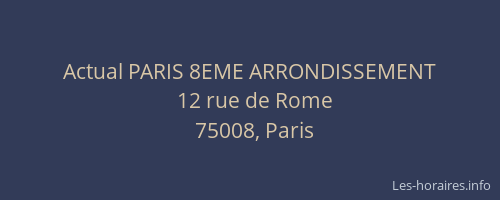 Actual PARIS 8EME ARRONDISSEMENT