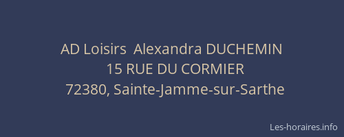 AD Loisirs  Alexandra DUCHEMIN
