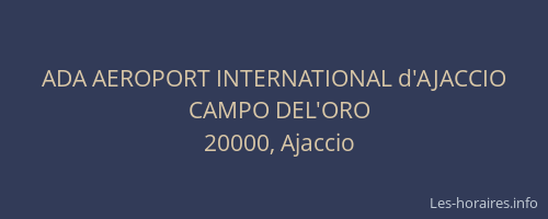 ADA AEROPORT INTERNATIONAL d'AJACCIO