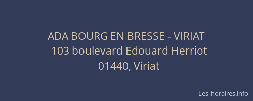 ADA BOURG EN BRESSE - VIRIAT