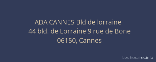 ADA CANNES Bld de lorraine