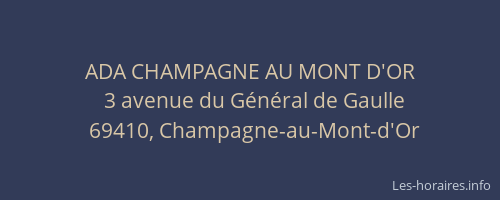 ADA CHAMPAGNE AU MONT D'OR