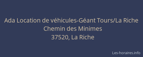 Ada Location de véhicules-Géant Tours/La Riche