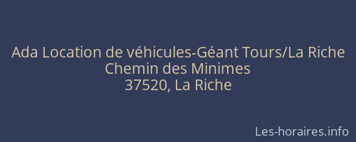 Ada Location de véhicules-Géant Tours/La Riche