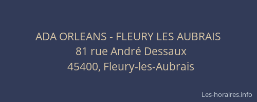 ADA ORLEANS - FLEURY LES AUBRAIS