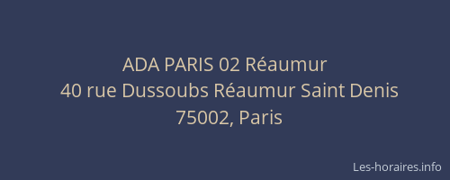 ADA PARIS 02 Réaumur