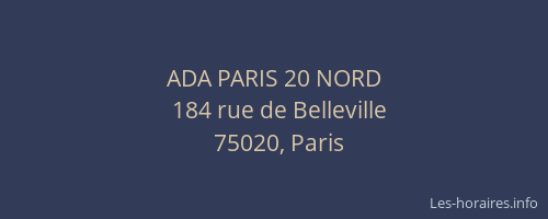 ADA PARIS 20 NORD