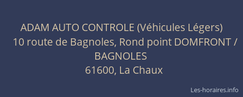ADAM AUTO CONTROLE (V&eacute;hicules L&eacute;gers)