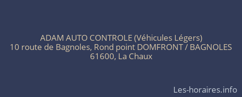 ADAM AUTO CONTROLE (Véhicules Légers)