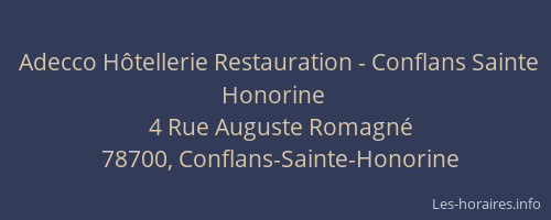 Adecco Hôtellerie Restauration - Conflans Sainte Honorine