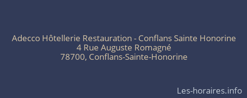 Adecco Hôtellerie Restauration - Conflans Sainte Honorine