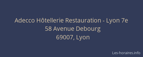 Adecco Hôtellerie Restauration - Lyon 7e