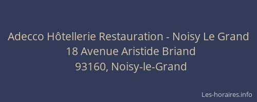 Adecco Hôtellerie Restauration - Noisy Le Grand