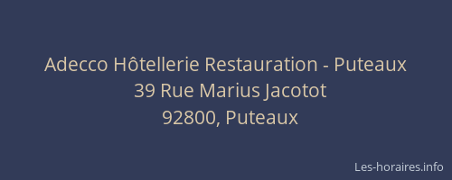 Adecco Hôtellerie Restauration - Puteaux
