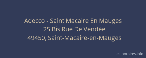 Adecco - Saint Macaire En Mauges