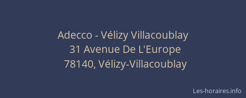 Adecco - V&eacute;lizy Villacoublay